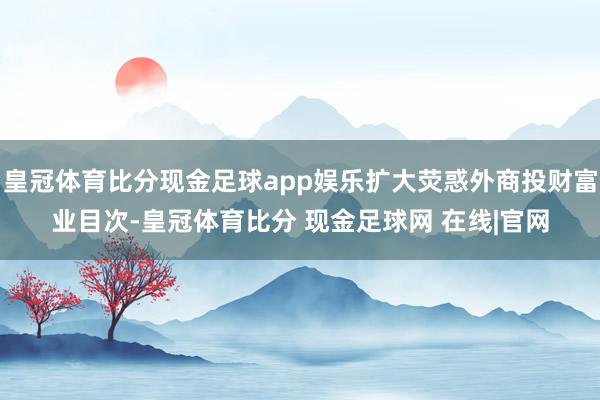 皇冠体育比分现金足球app娱乐扩大荧惑外商投财富业目次-皇冠体育比分 现金足球网 在线|官网